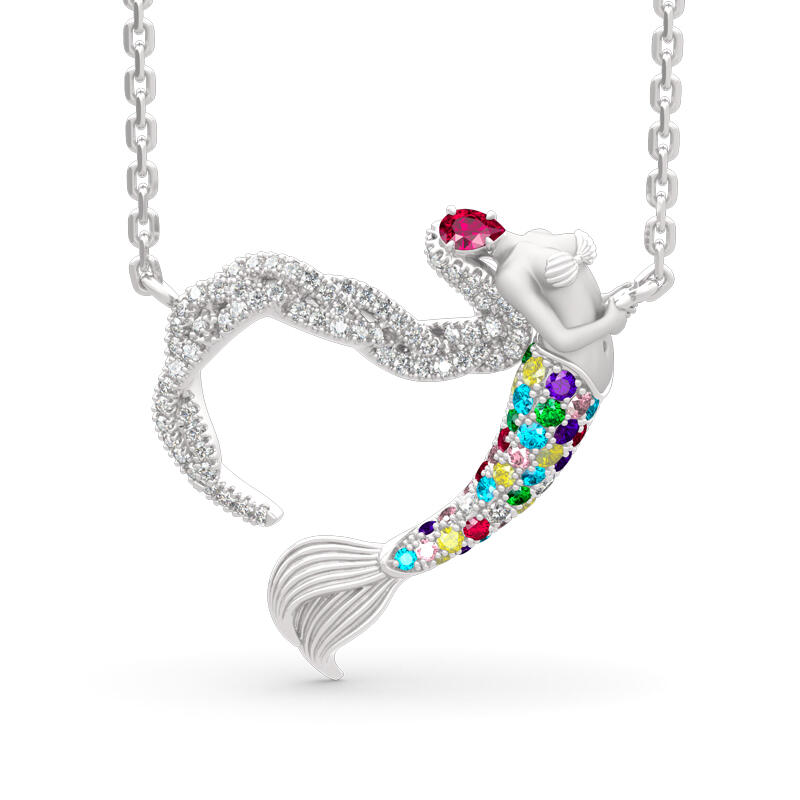Jeulia "Ocean's Light" Sterling Silver Mermaid Gift Necklace for Valentine's Day