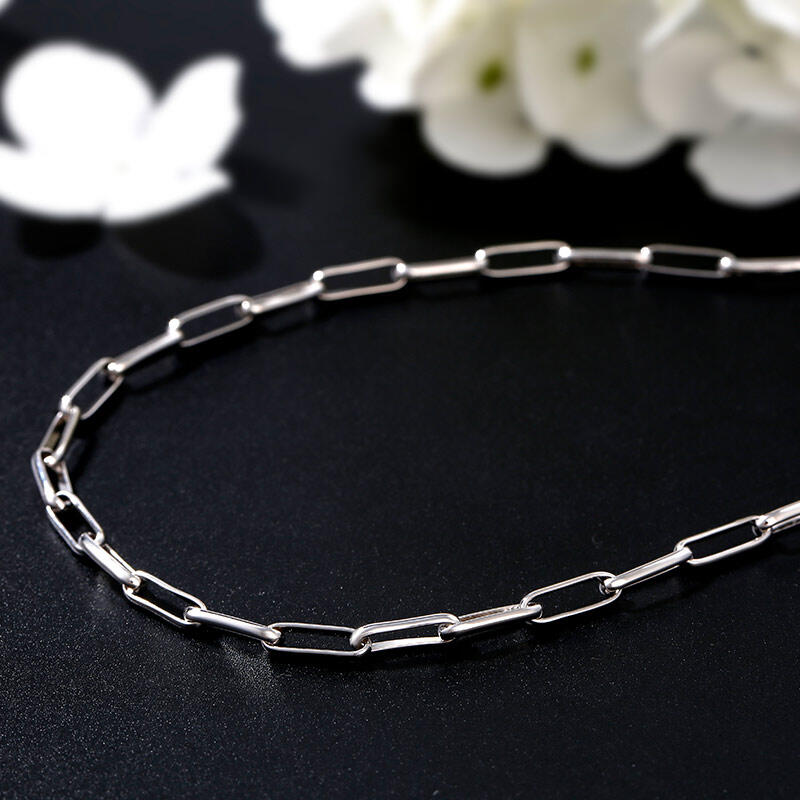 Jeulia Unique Design Sterling Silver Paperclip Chain Necklace