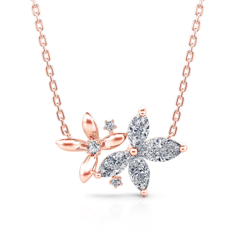 Jeulia "Bring the Miracle" Double Flower Sterling Silver Necklace
