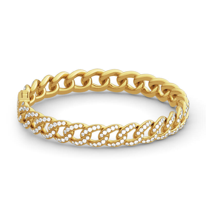 Jeulia Chain Design Round Cut Sterling Silver Armband