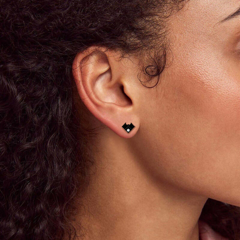 Jeulia Black Brown Sterling Silver Stud Earrings