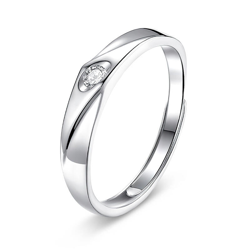 Jeulia Anillo Ajustable de Plata Esterlina de Corte Redondo para Hombres