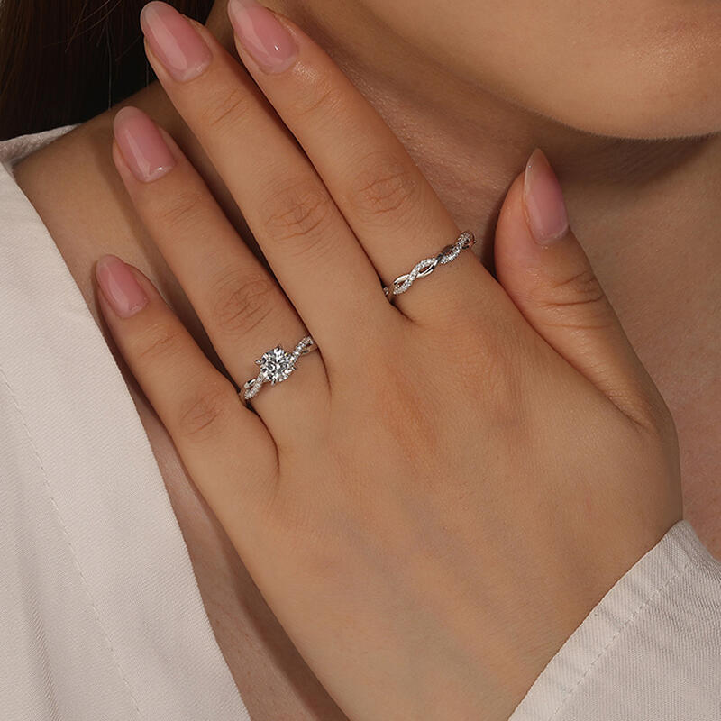 Jeulia Ensemble de bagues Torsade Coupe ronde Argent Sterling