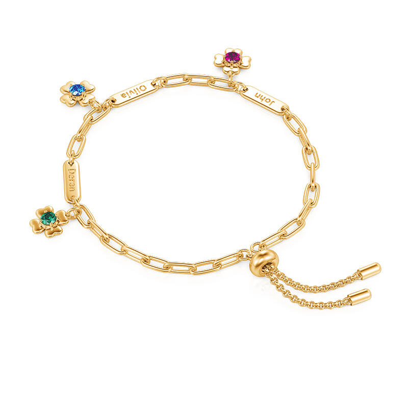 Jeulia Custom Name Flower Birthstone Bracelet
