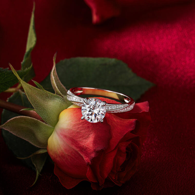 Jeulia Bague de Fiançailles Solitaire Classique à Nœud Coupe Ronde