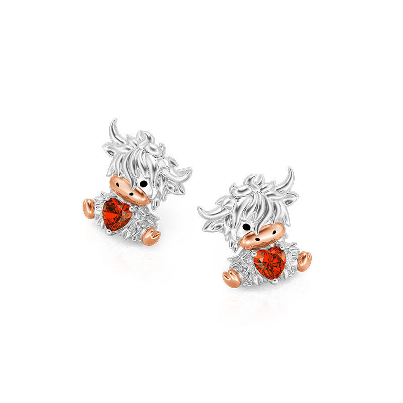 Jeulia Hug Me “Highland Cow” Heart Earrings