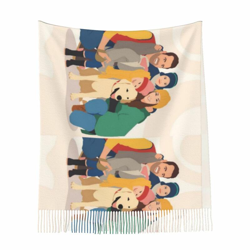 Op maat gemaakte sjaal met familiefoto in cartoonstijl Wintersjaal Kerstcadeau voor papa