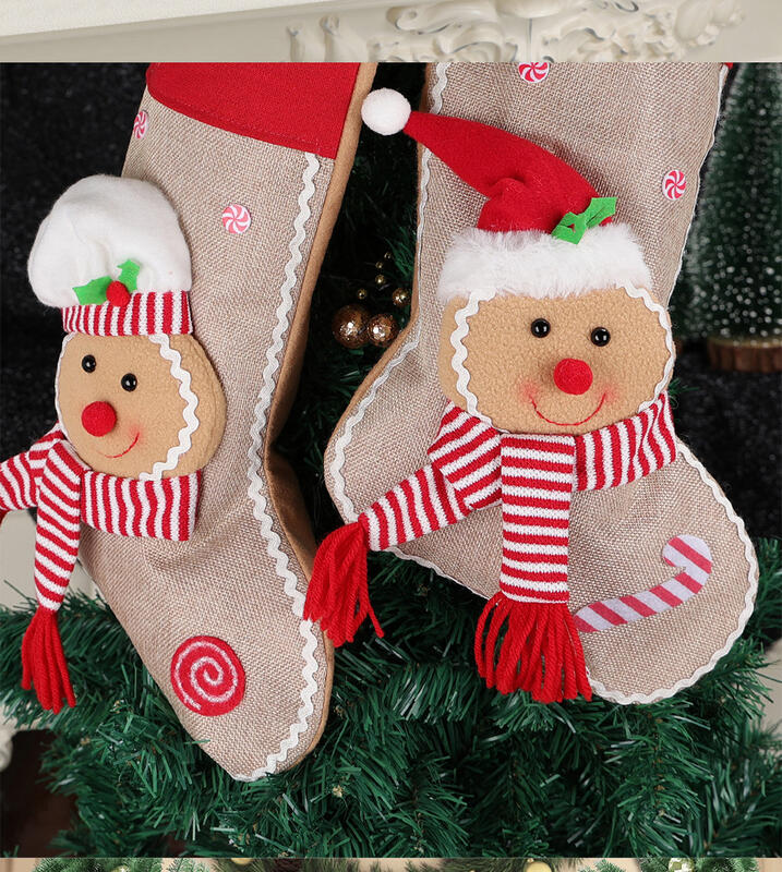 Personalisierte Weihnachtsstrümpfe mit Lebkuchenmann-Motiv individuell bestickt und mit Namen versehen Geschenke für die Familie