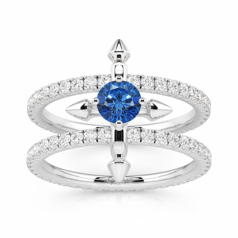 Jeulia Custom Double Row Floating Round Cut Birthstone Ring