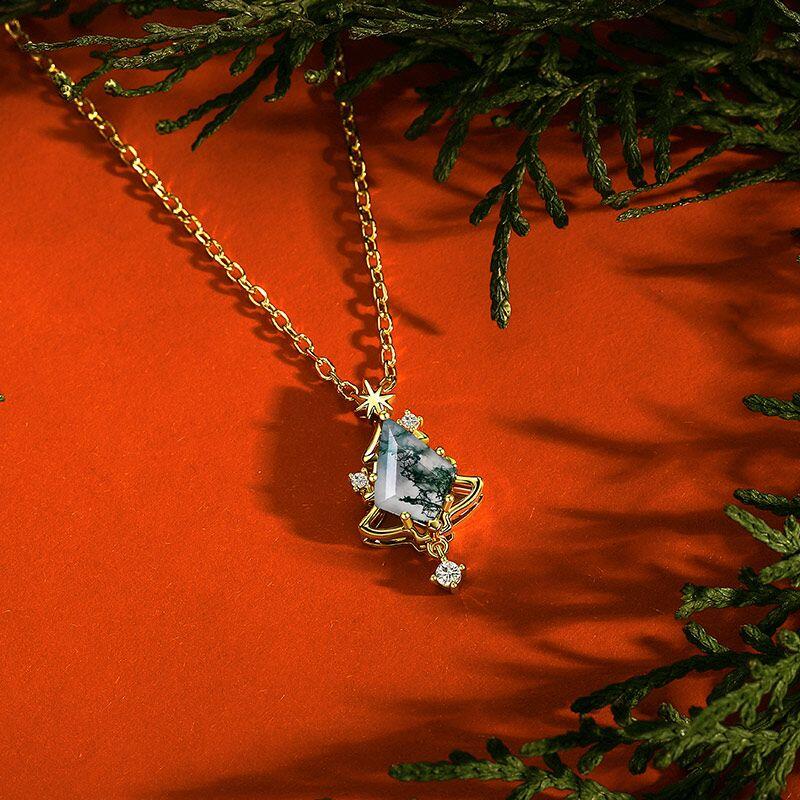 Moss Agate Necklace Sterling Silver