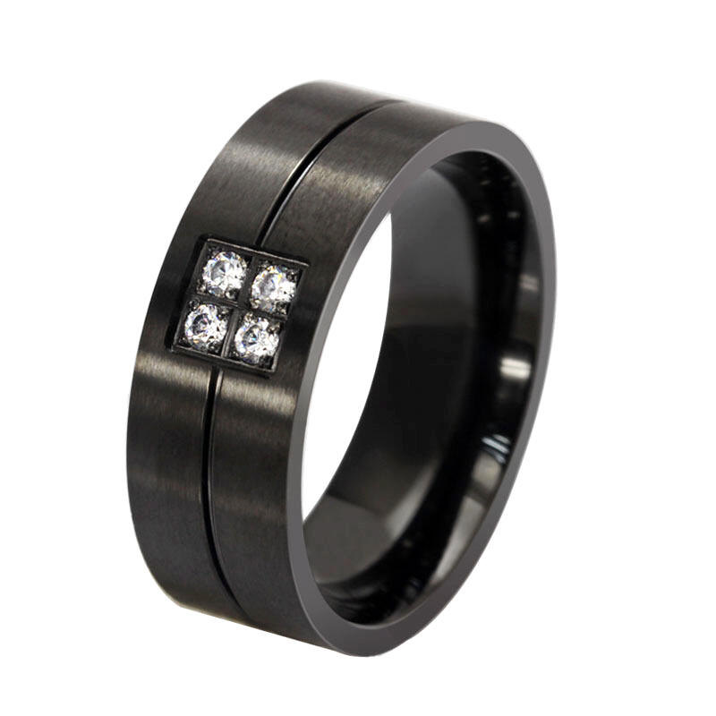 Jeulia Bague Homme Classique Noir en Acier au Titane