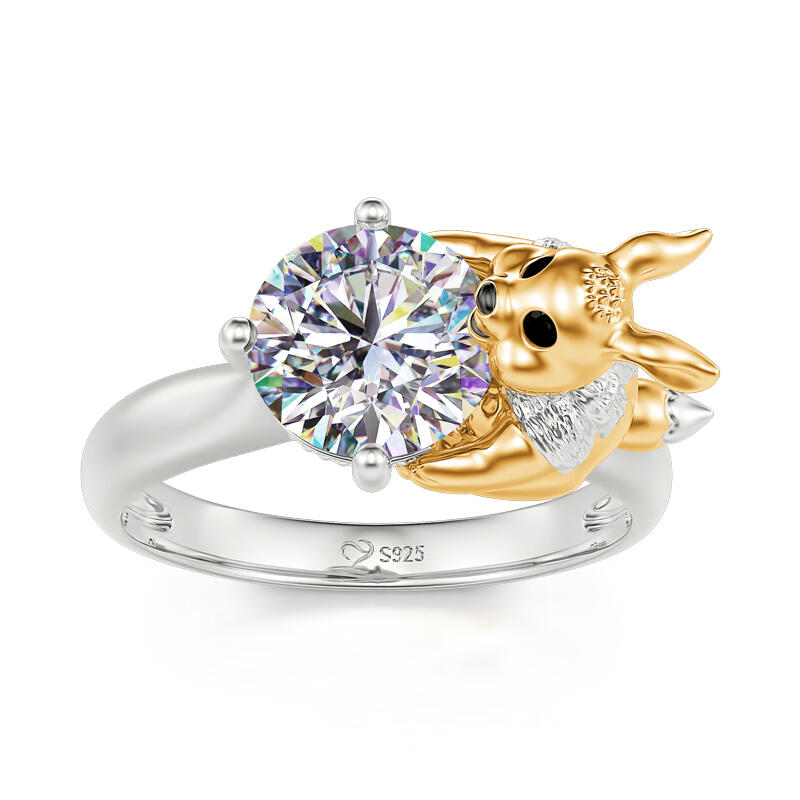 Jeulia Hug Me "Fast Runner" Hare Round Cut Sterling Silver Ring