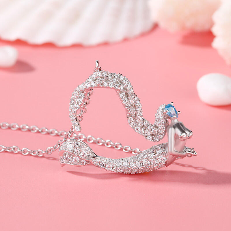 Jeulia "Ocean's Light" Sterling Silver Mermaid Gift Necklace for Valentine's Day