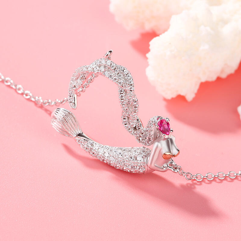 Jeulia "Ocean's Light" Sterling Silver Mermaid Gift Necklace for Valentine's Day