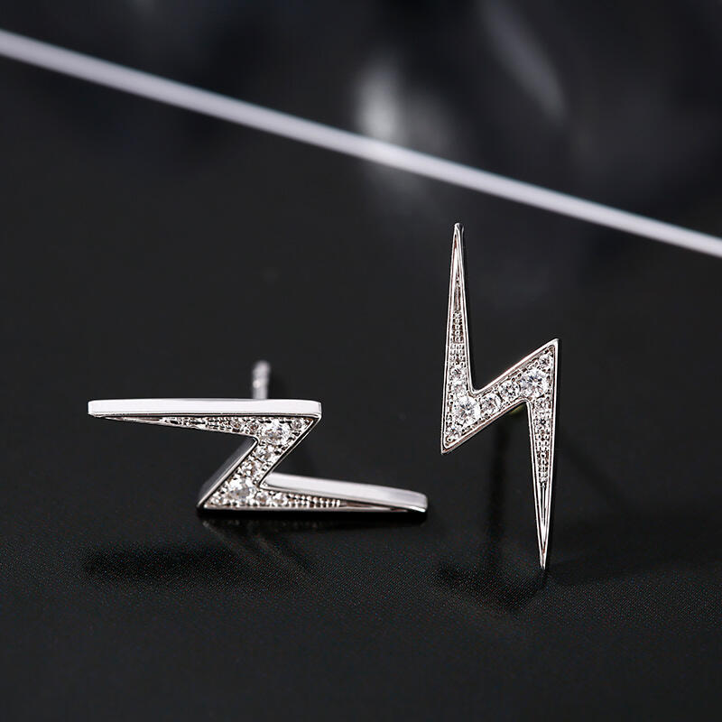 Jeulia Lightning Design Sterling Silver Stud Earrings