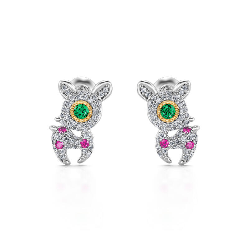 Jeulia "Christmas Reindeer" Sterling Silver Stud Earrings