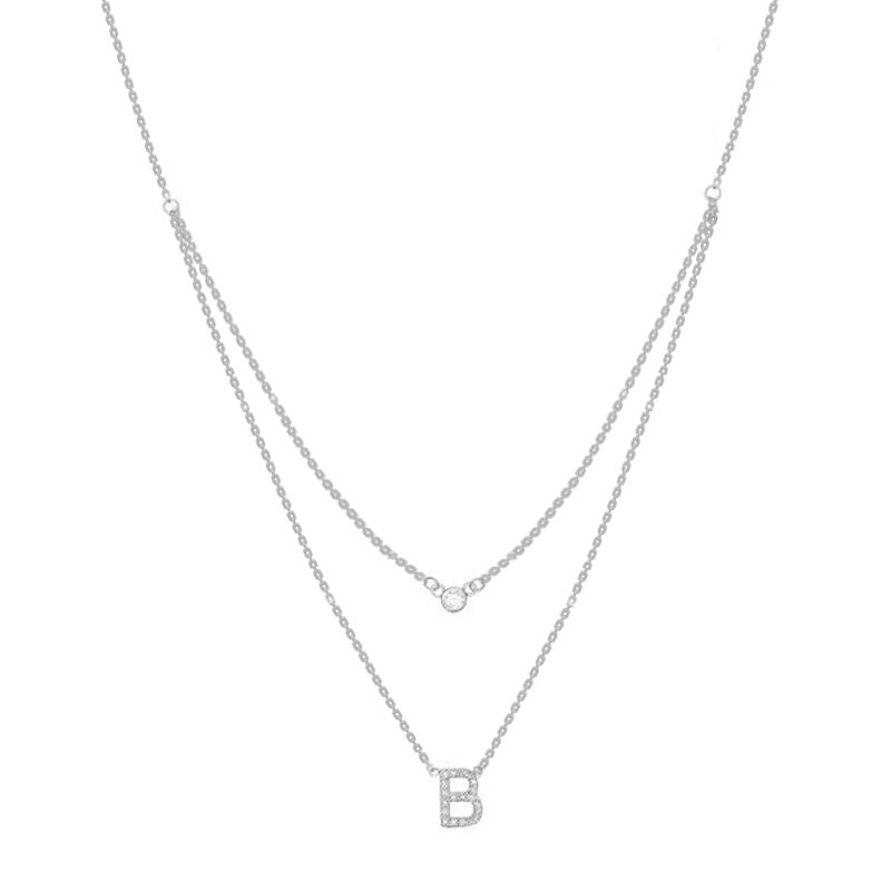Jeulia "Timeless Romance" Personalized Sterling Silver Initial Necklace