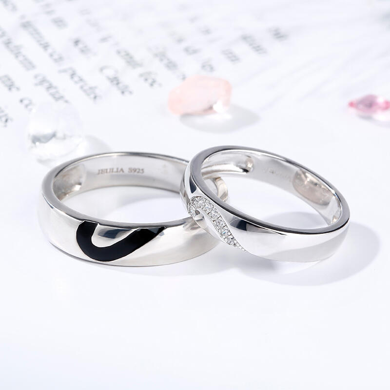 Jeulia Heart Shape Sterling Silver Men's Band