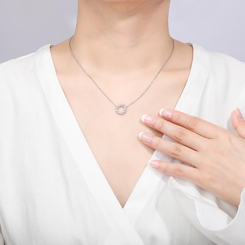 "Halo Of The Grace" Round Cut Cluster Necklace