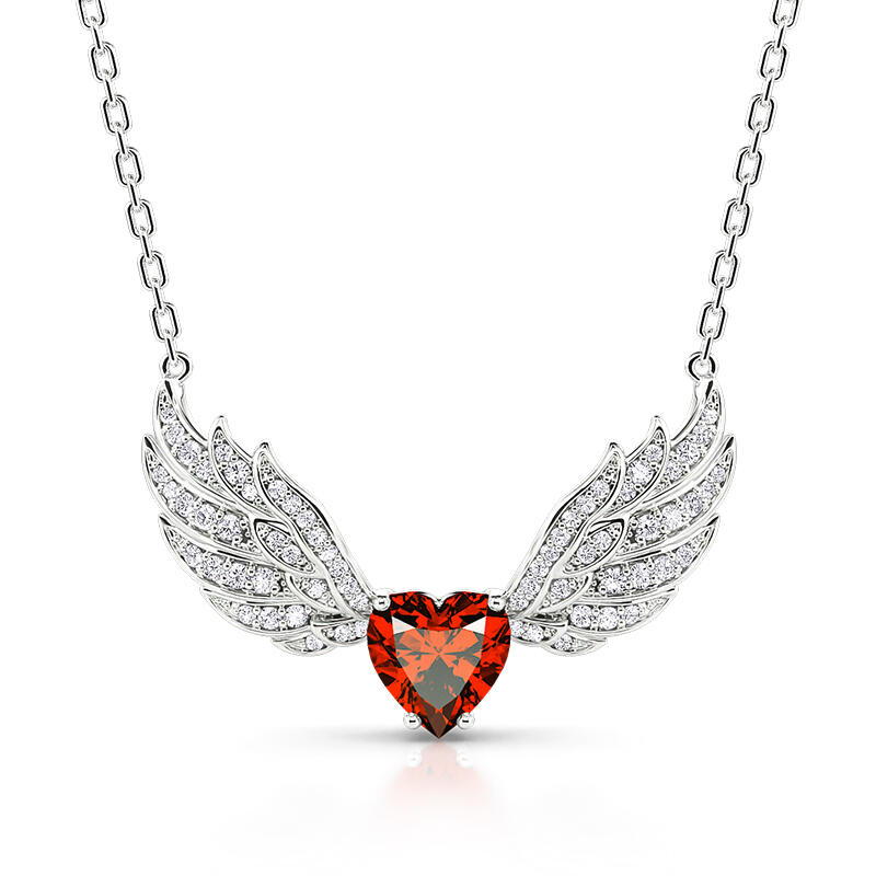 Jeulia "Love Journey" Heart Cut Wings Sterling Silver Necklace