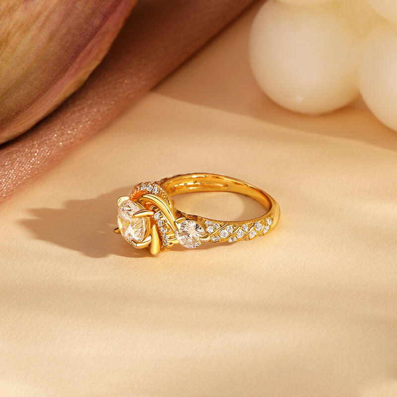 Jeulia Halo Redondo Anillo De Plata Esterlina Con Corte Floral