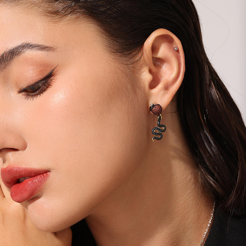Jeulia "Forbidden Fruit" Snake&Apple Sterling Silver Earrings