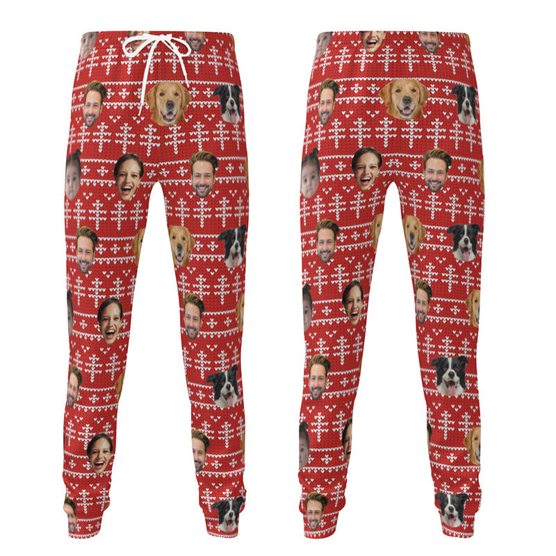 Personliga unisex-joggingbyxor med anpassad design med huvudfoto perfekt julklapp för familjen