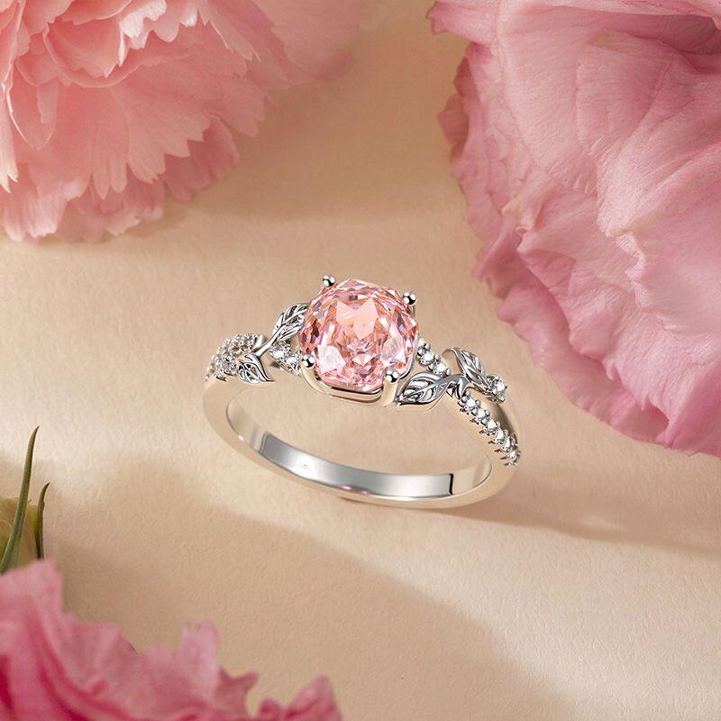 Solitaire Pink Rose Cut Engagement Ring