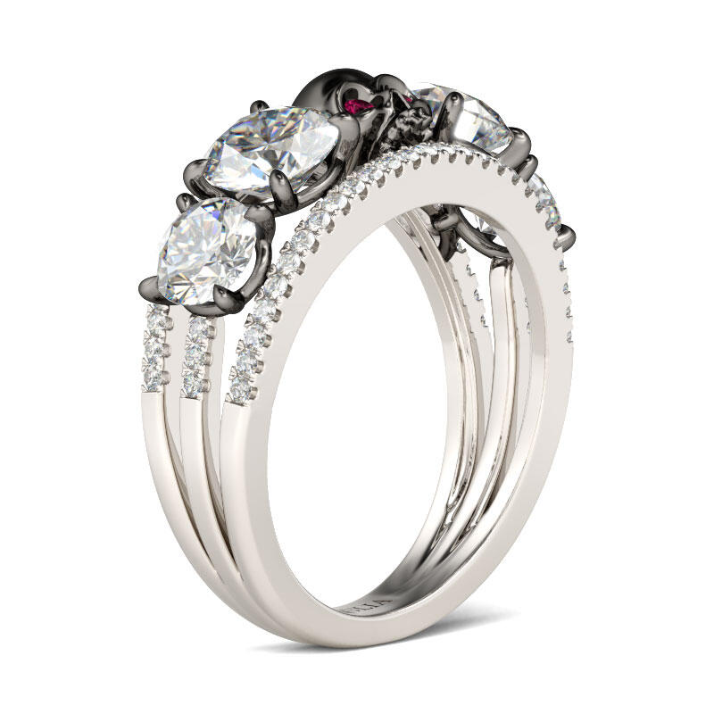 Jeulia Anillo Con Dos Tonos De Caravera De Talla Redonda En Plata De Ley