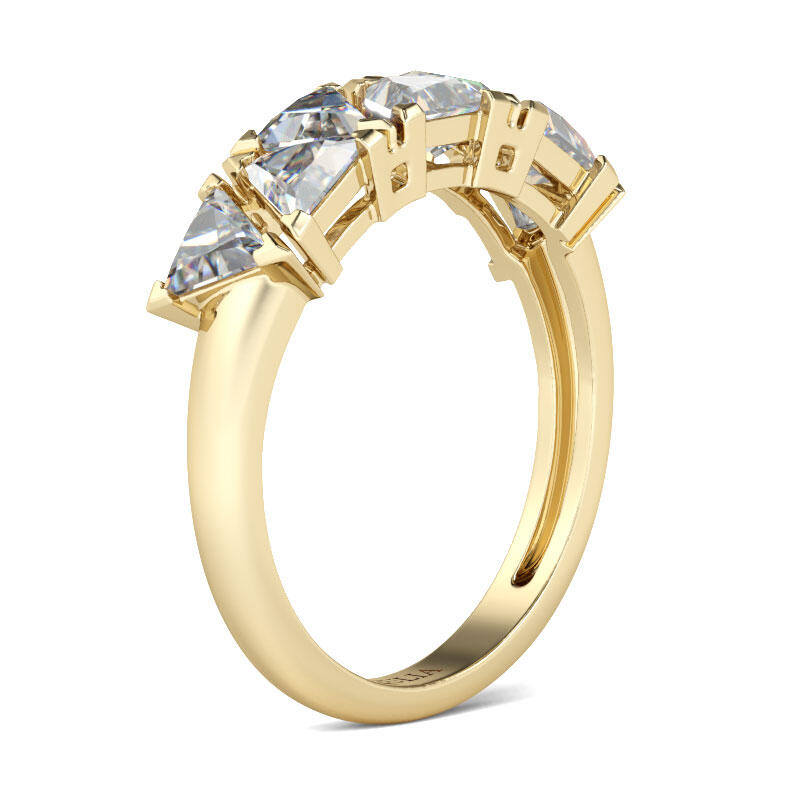 Jeulia Gold Tone Trillion Cut Sterling Silver Women's Band