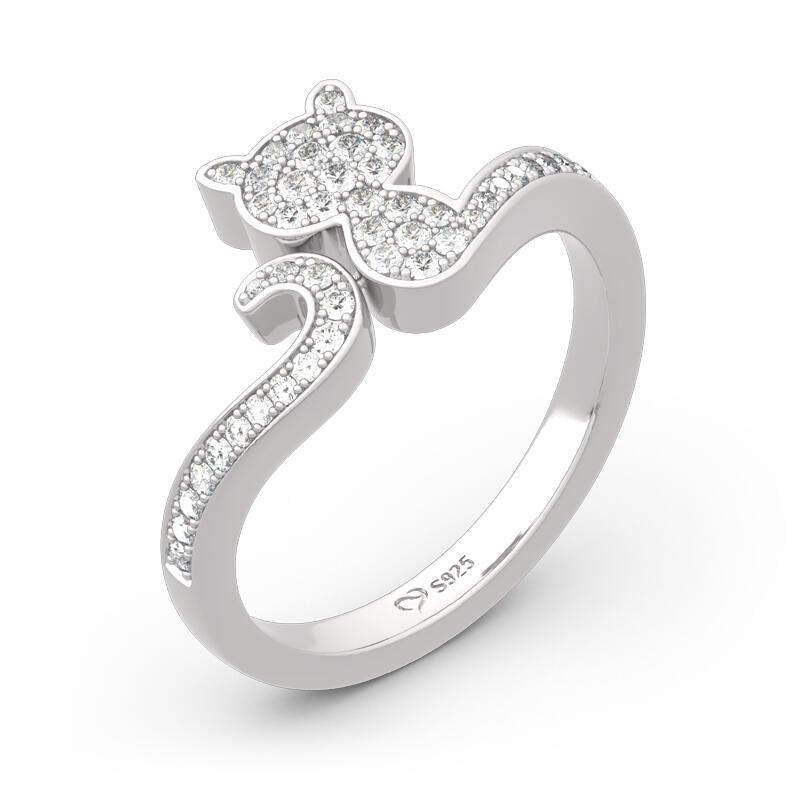 جوليا خاتم من الفضة الإسترليني قطة بسيطة