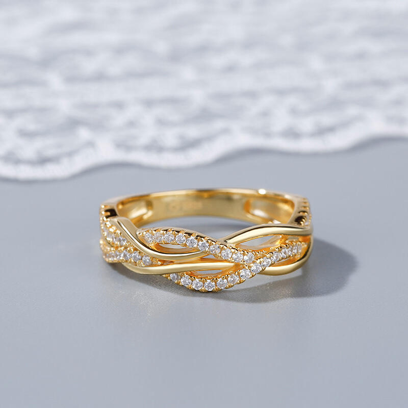 Jeulia Intertwined Sterling Silver Women's Band