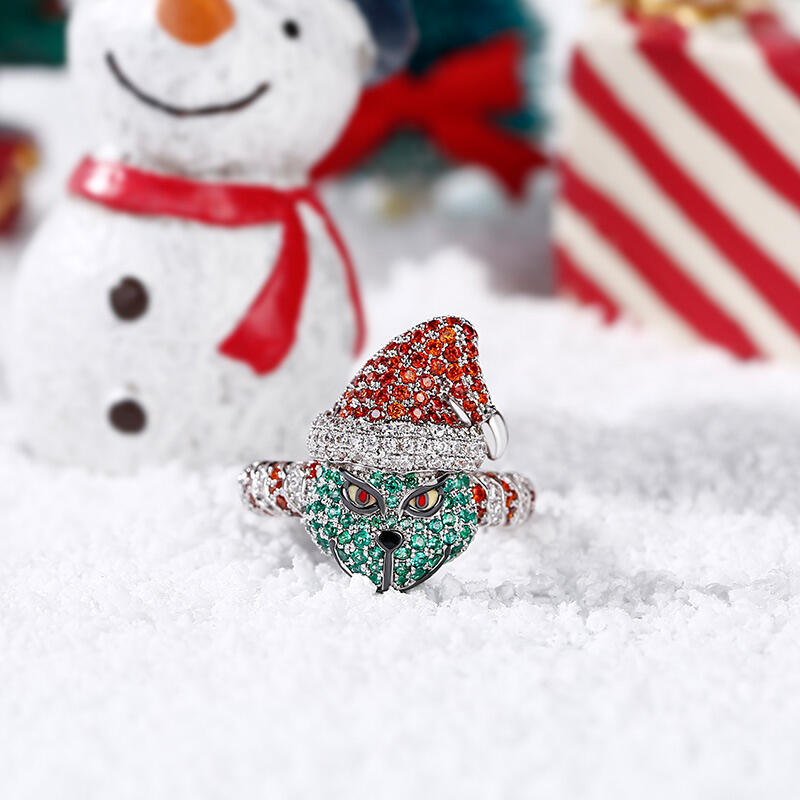 Jeulia Christmas Monster Inspired Sterling Silver Ring