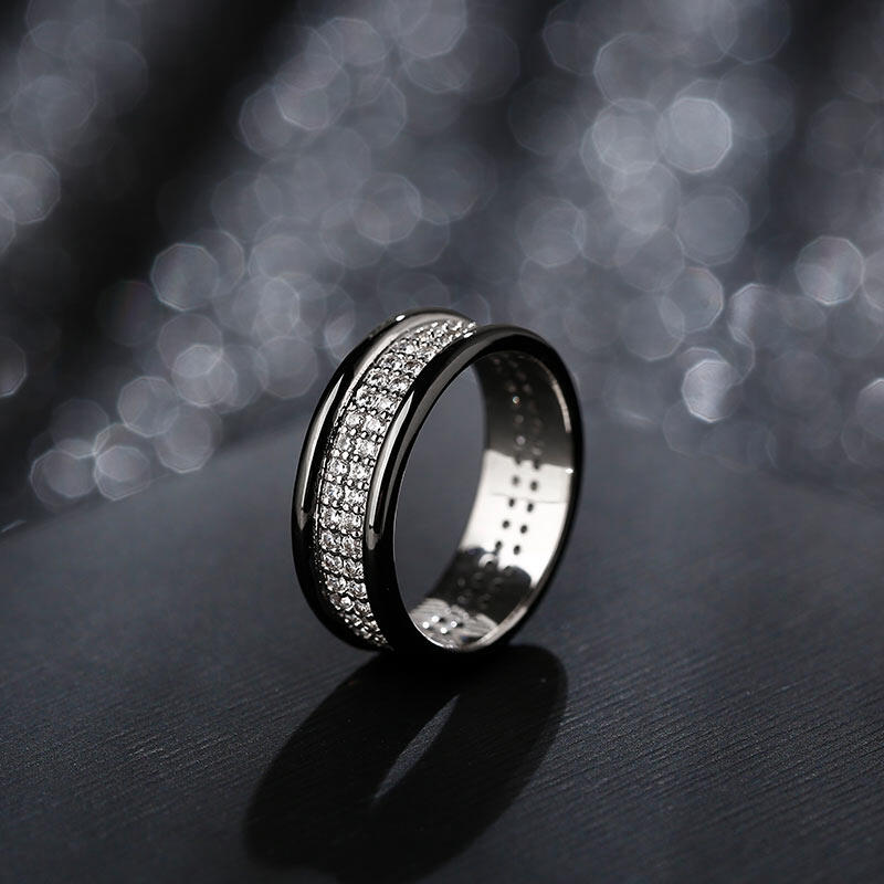 Jeulia Anillo para hombre de plata 925 de corte redondo en dos tonos