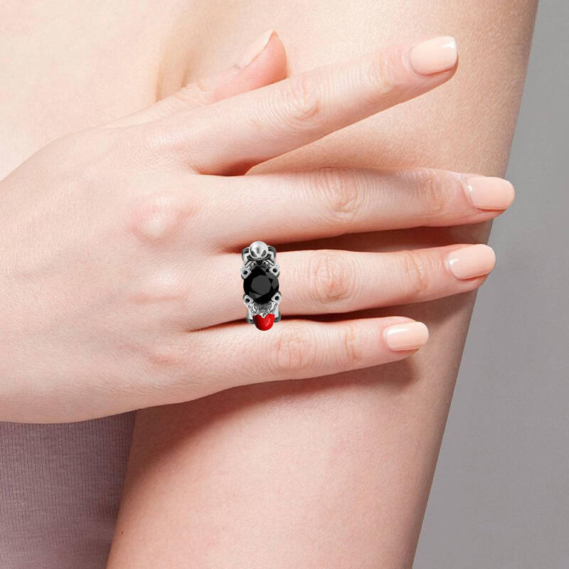 Jeulia Hug Me "Skull Par" Rund Sterling Silver Utbytbar Ring Set