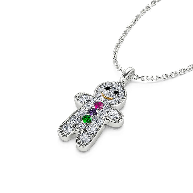 Jeulia "Little Sweetie" Gingerbread Man Sterling Silver Necklace
