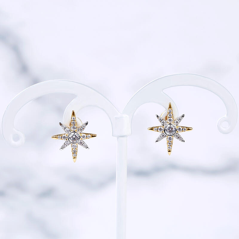 Jeulia Two Tone Star Sterling Silver Earrings