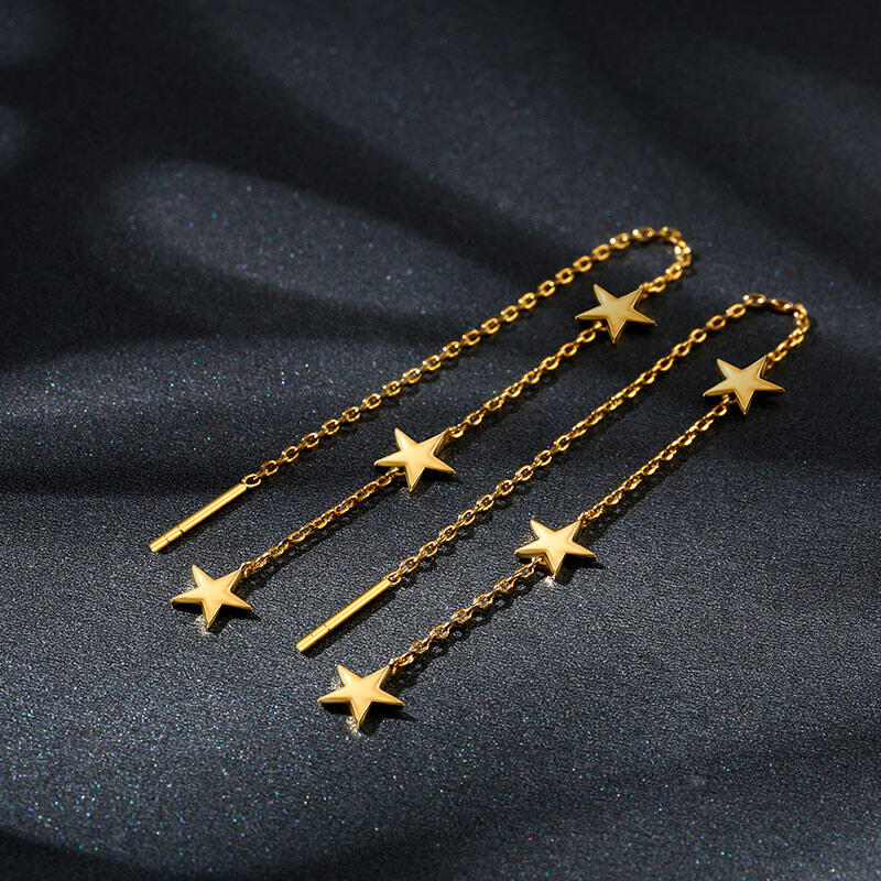 Jeulia "Dreamy Star" Sterling Silver Threader Earrings