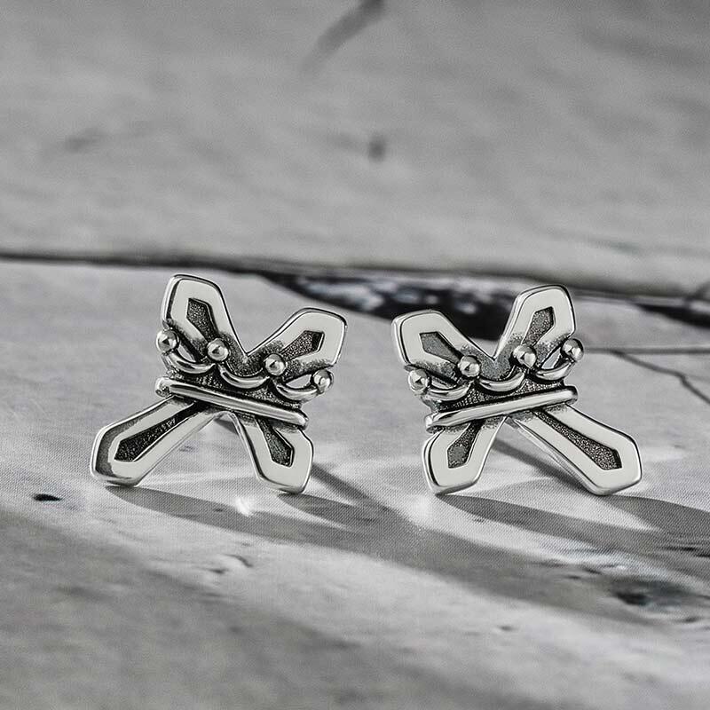 Jeulia "Crown and Cross" Sterling Silver Earrings