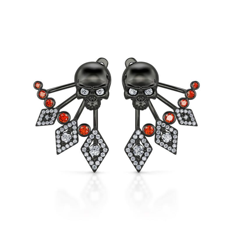 Jeulia "Rebellion" Skull Design Sterling Silver Ear Jackets
