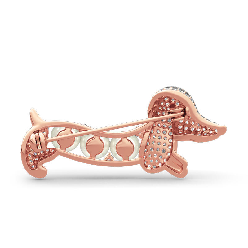 Jeulia Cute Dog Design Cultured Pearl Sterling Silver Brooch