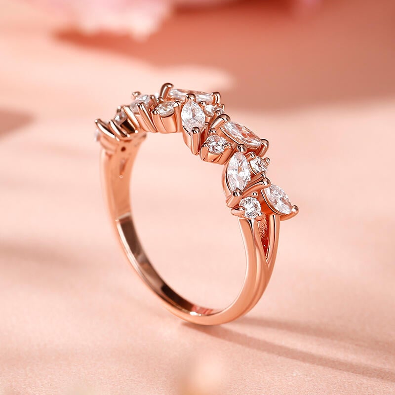 Jeulia Twist Three Stone Oval Cut Ring