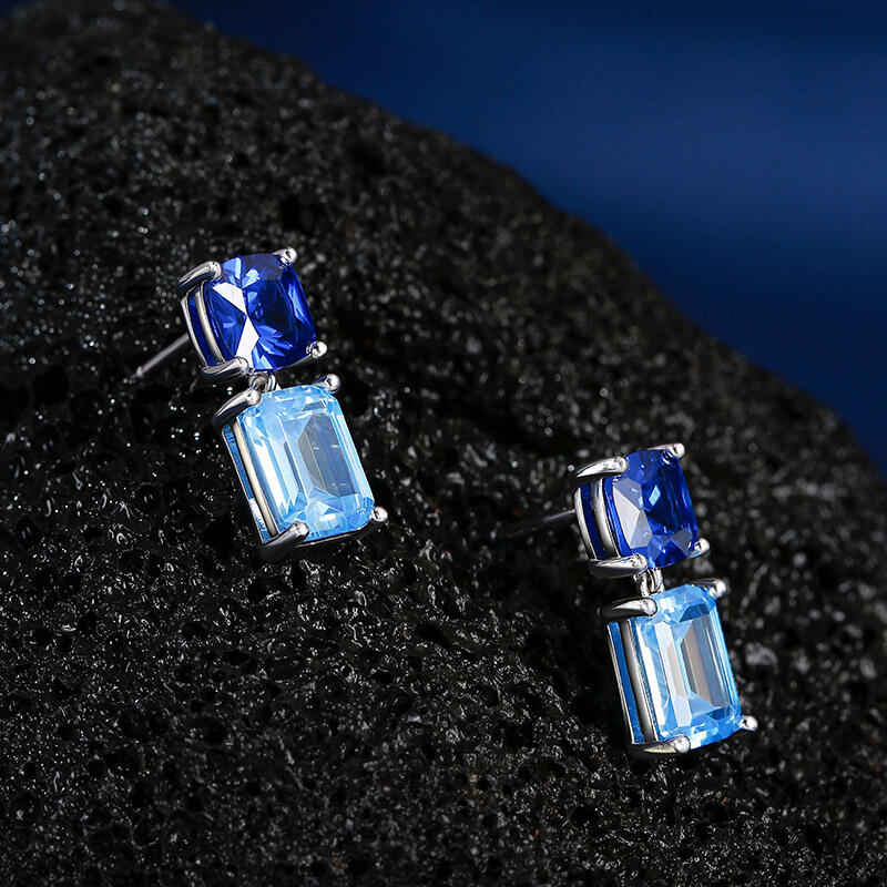 Jeulia Cushion & Emerald Cut Sterling Silver Drop Earrings