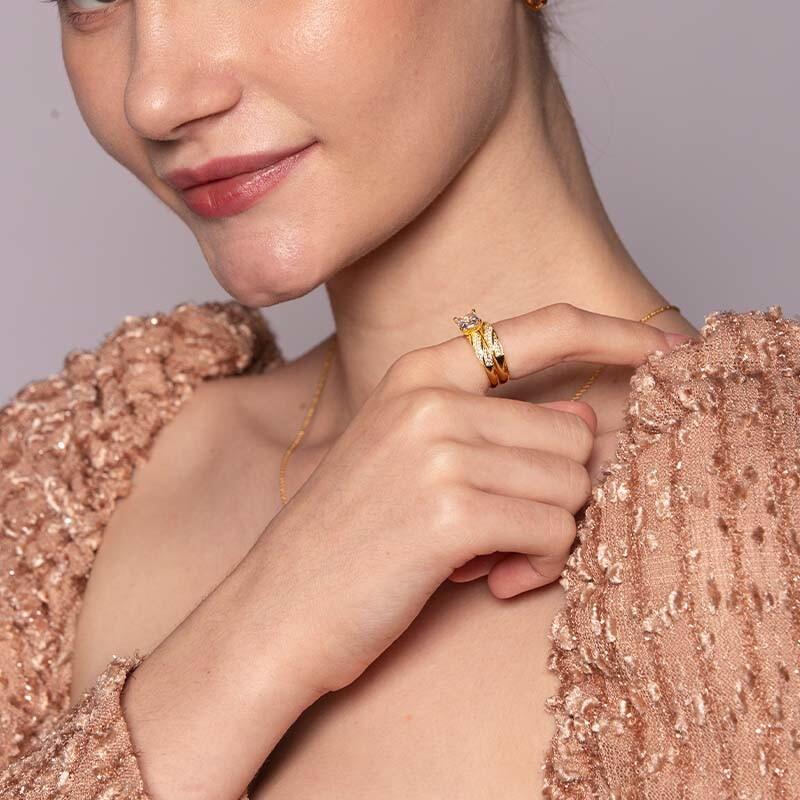 "Your Sweetness" Asscher Cut 2pcs Bridal Set