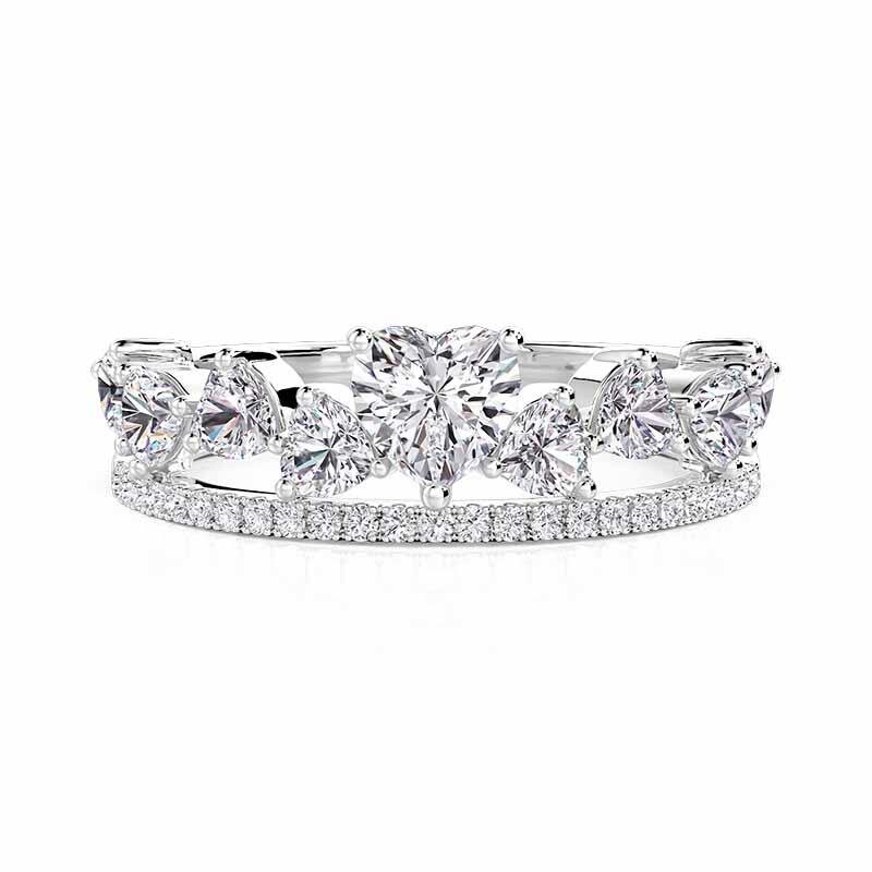 Jeulia Olivetta Cluster Heart Cut Eternity Ring Double Row