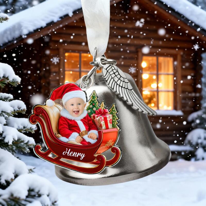 Personalized Picture Bell Ornament with Custom Name Exquisite Gift for Christmas
