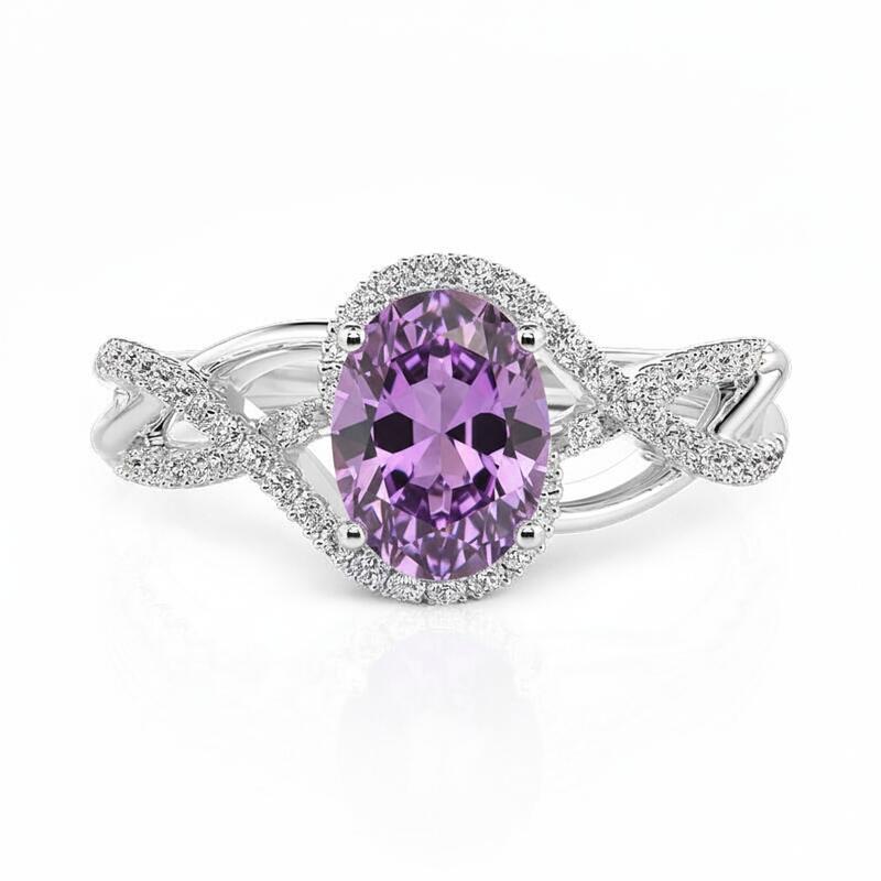 Jeulia Double Twist Custom Oval Birthstone Ring