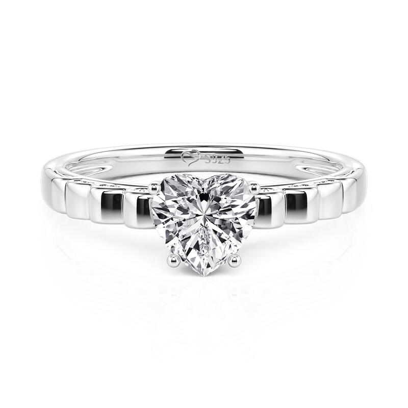 Jeulia Fashion Hidden Bow Heart Promise Ring Sterling Silver