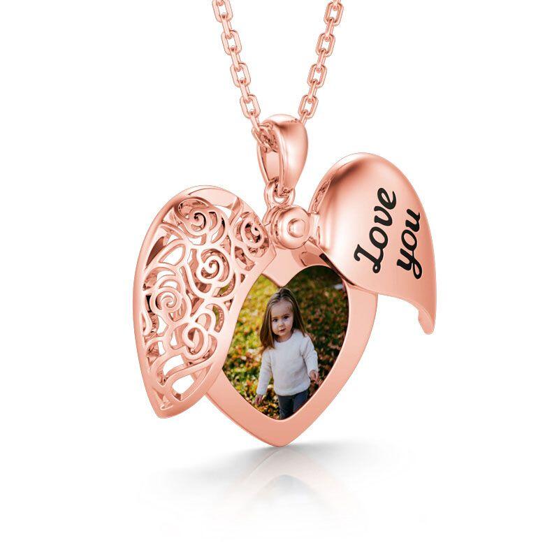 Jeulia "Love You" Vintage Locket Heart Personalized Sterling Silver Photo Necklace