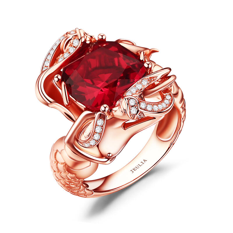 Jeulia Romantic Rose Gold Tone Cushion Cut Sterling Silver Mermaid Ring